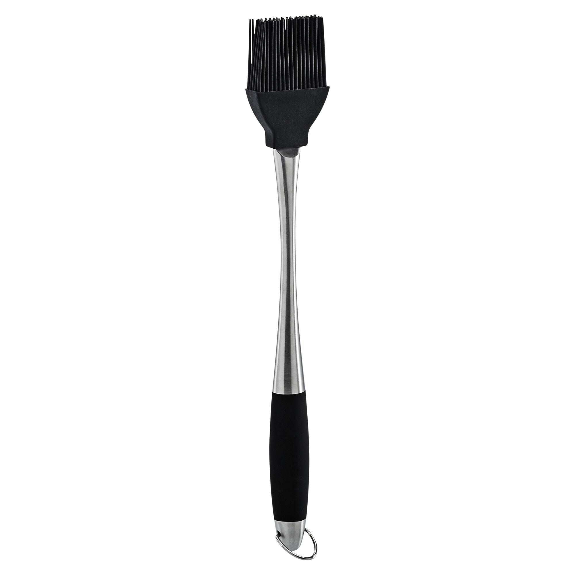 Grillpinsel aus Edelstahl mit schwarzem Silikonkopf