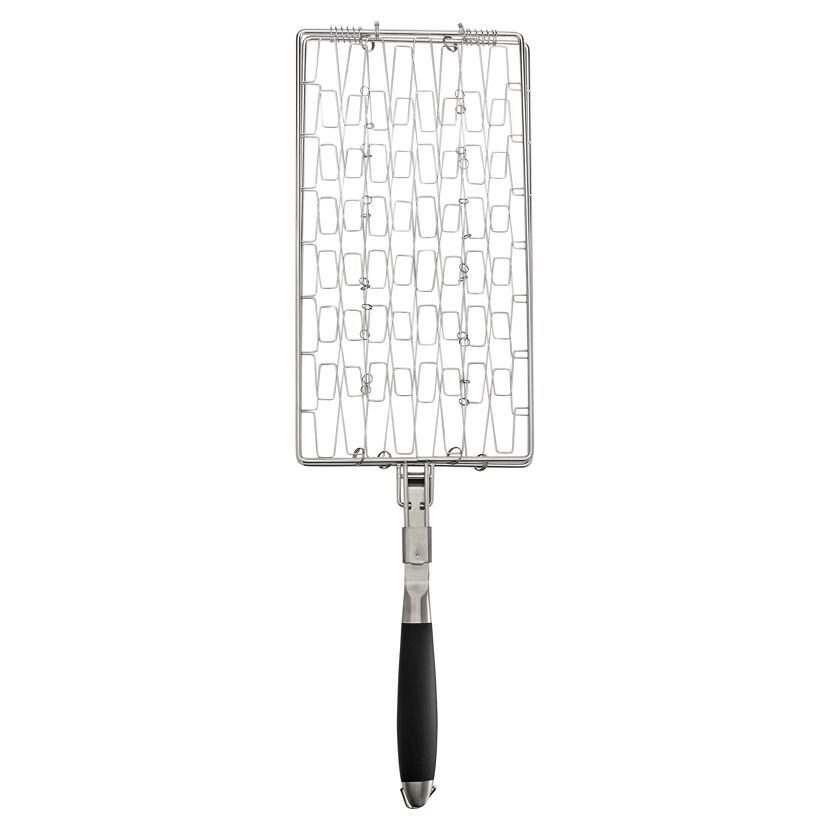 Grillkorb aus Edelstahl mit schwarzem Griff