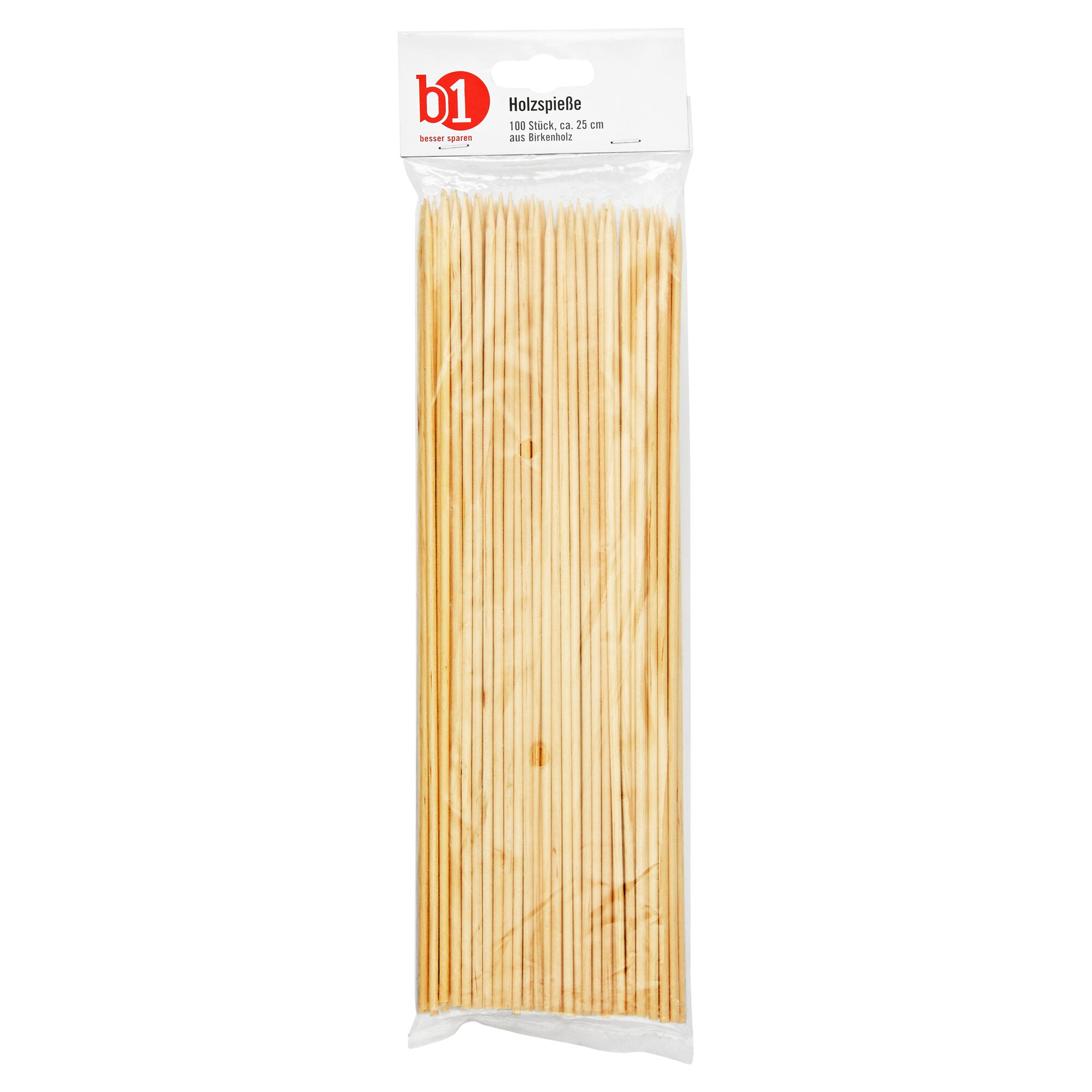 100 Schaschlikspieße aus Birkenholz in Verpackung