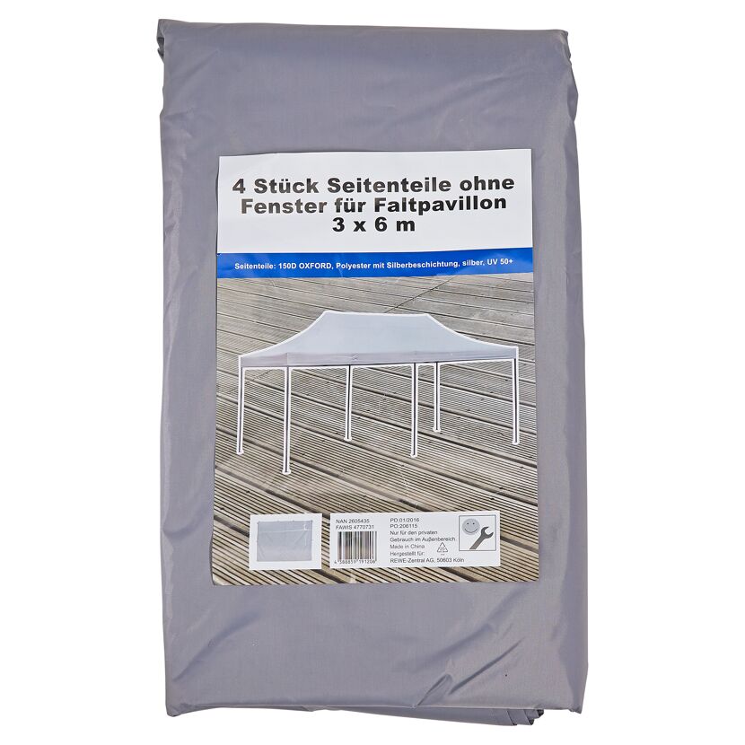 4 graue Seitenteile für Faltpavillon 3 x 6 m