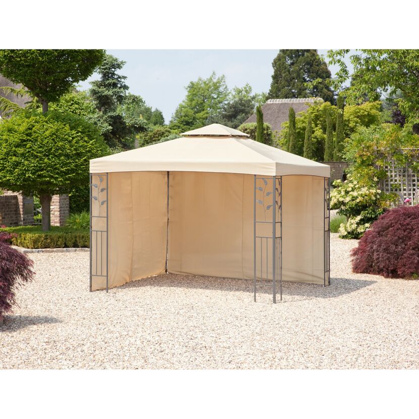 Beiger Gartenpavillon mit Seitenteilen