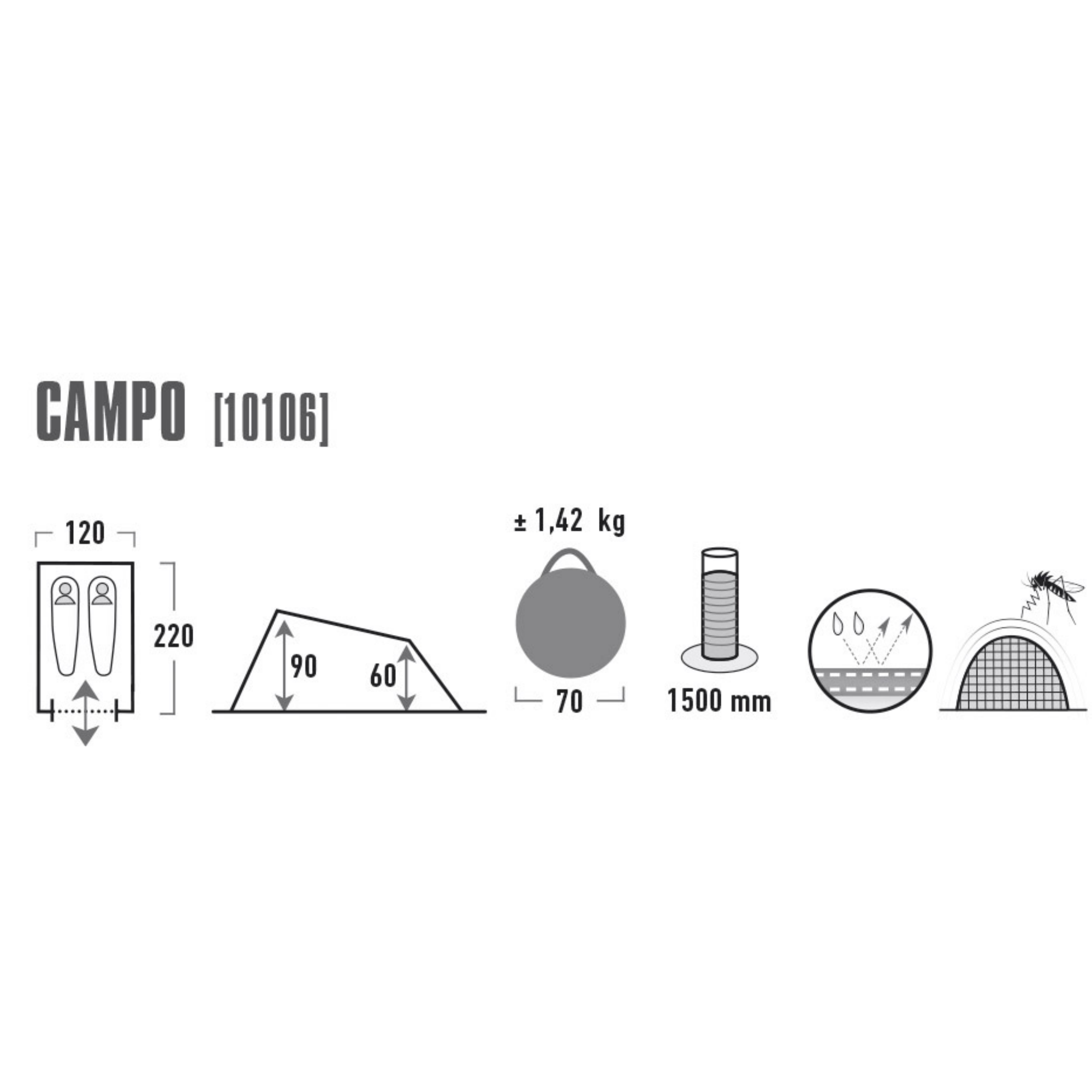 High Peak Pop-Up-Zelt 'Campo' 120 x 90 x 220 cm + product picture