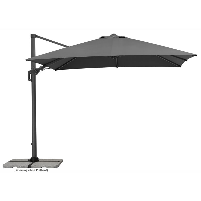 Grauer Ampelschirm Rhodos Twist 300 x 300 cm