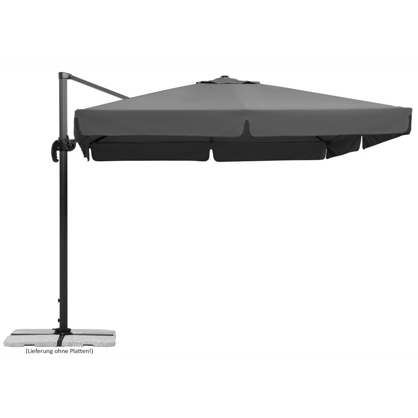 Anthrazitfarbener Ampelschirm Rhodos 300 x 300 cm