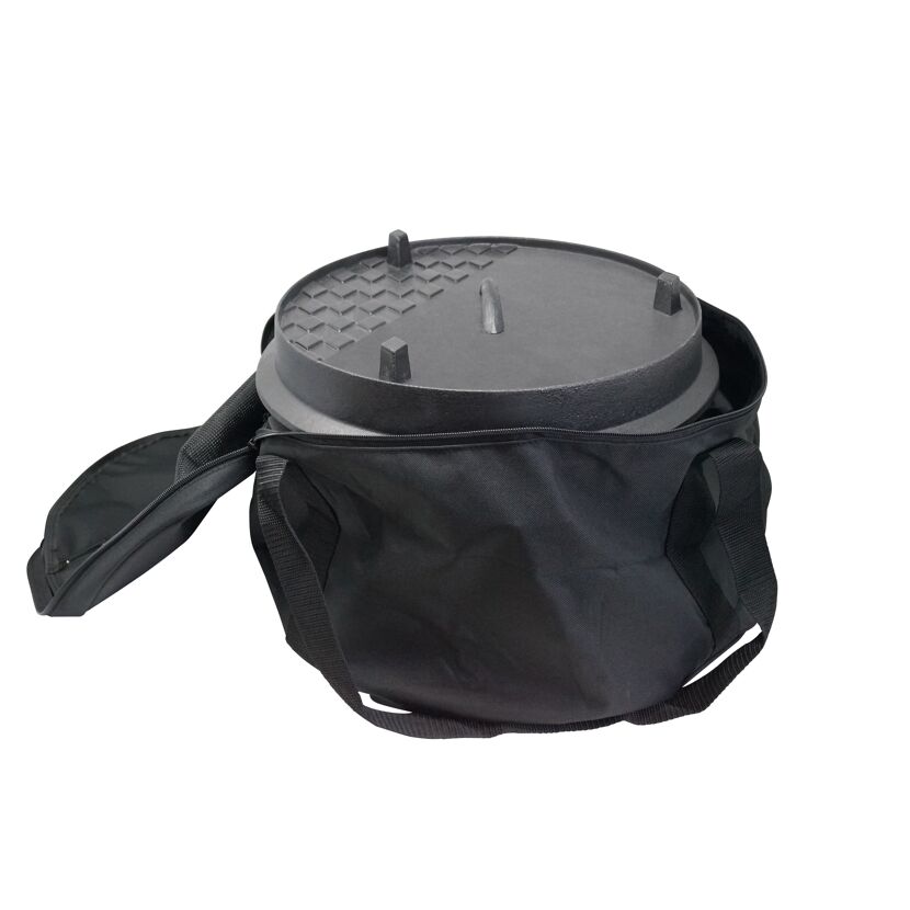 Schwarzer Dutch Oven in einer Tragetasche