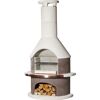 Rondo Gartenkamin weiß-braun mit Holzscheiten