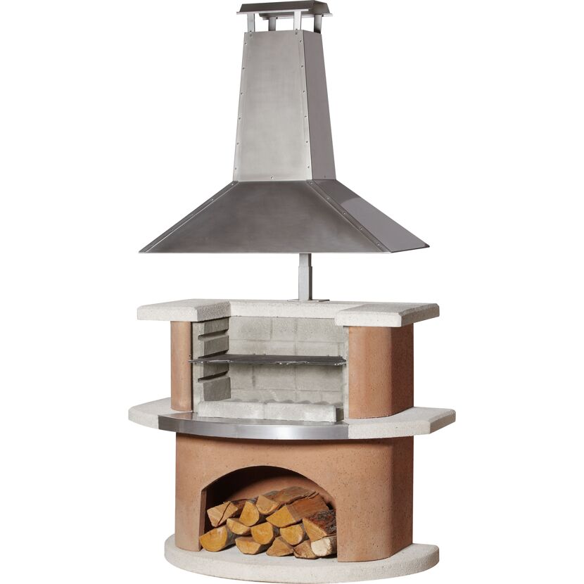 Grillkamin 'Kampen' weiß, terracotta 110 x 197 x 65 cm
