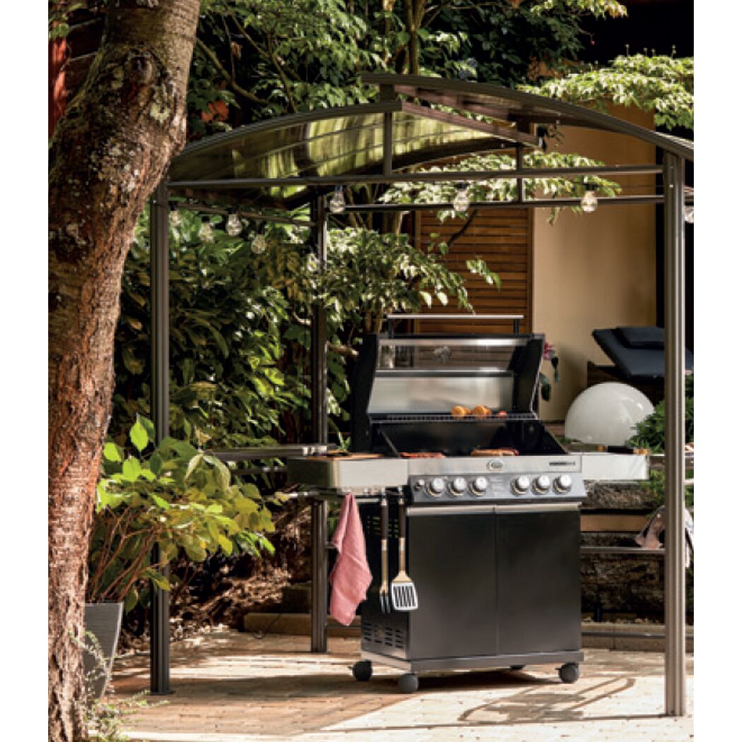 Grillpavillon Stahl braun 240 x 230 x 150 cm