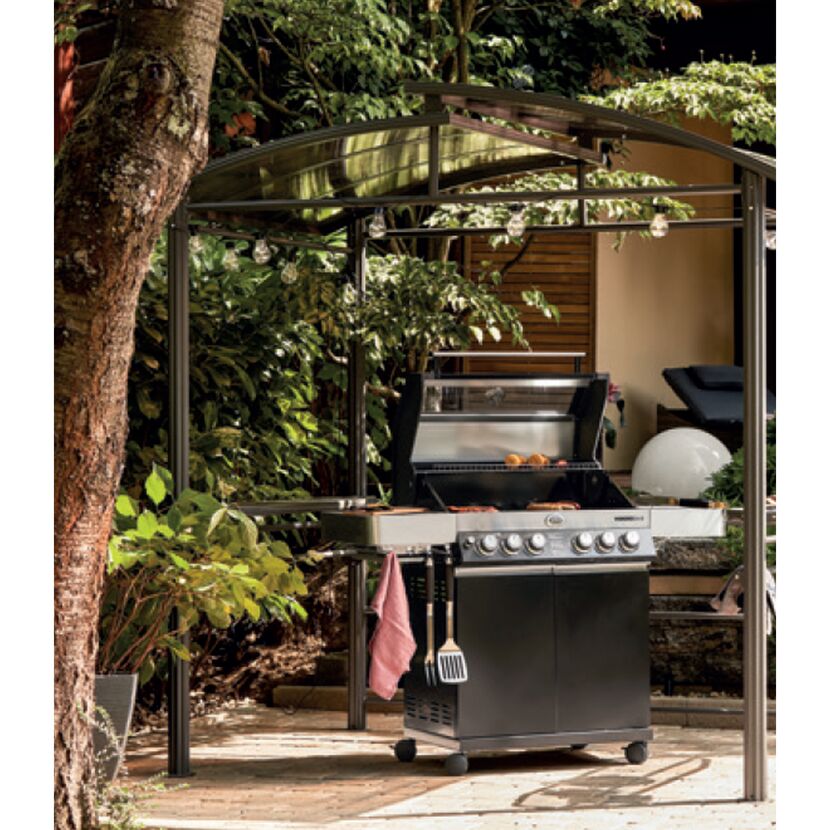 Grillpavillon mit Hartdach dunkelgrau 240 x 150 x 250 cm
