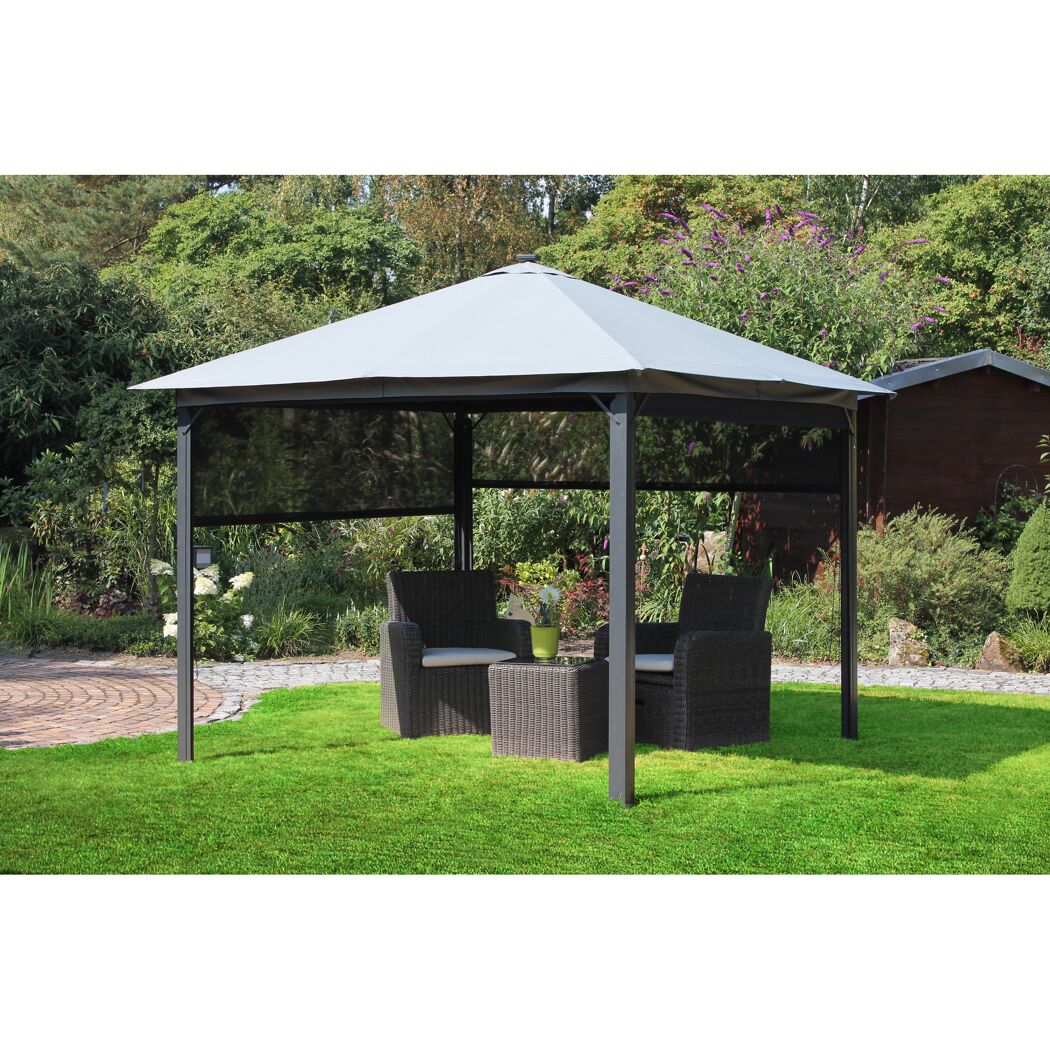 Solarpavillon 'Lina' grau-schwarz 300 x 300 x 255 cm