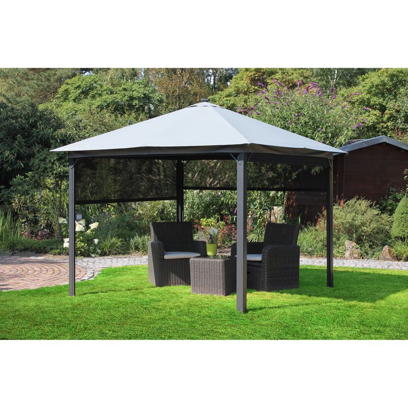 Solarpavillon 'Lina' grau-schwarz 300 x 300 x 255 cm