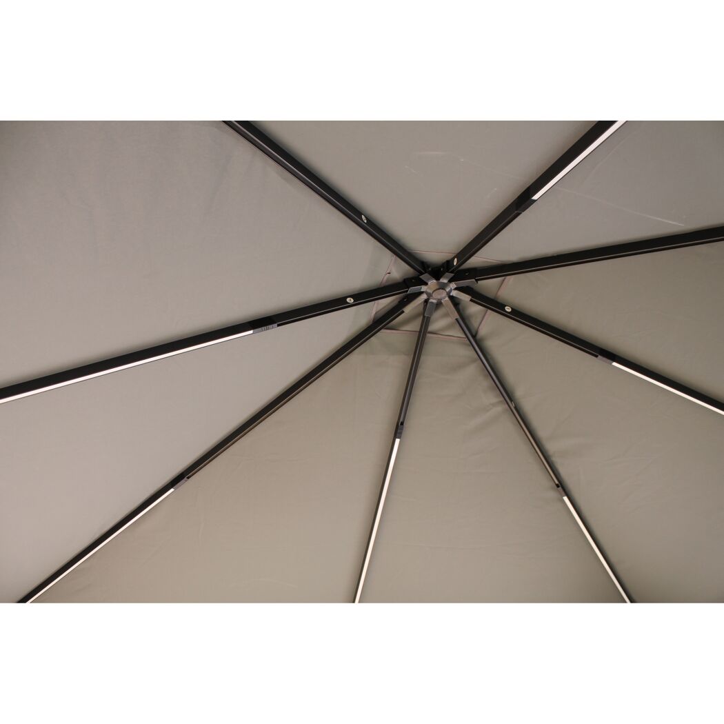 Solarpavillon 'Lina' grau-schwarz 300 x 300 x 255 cm