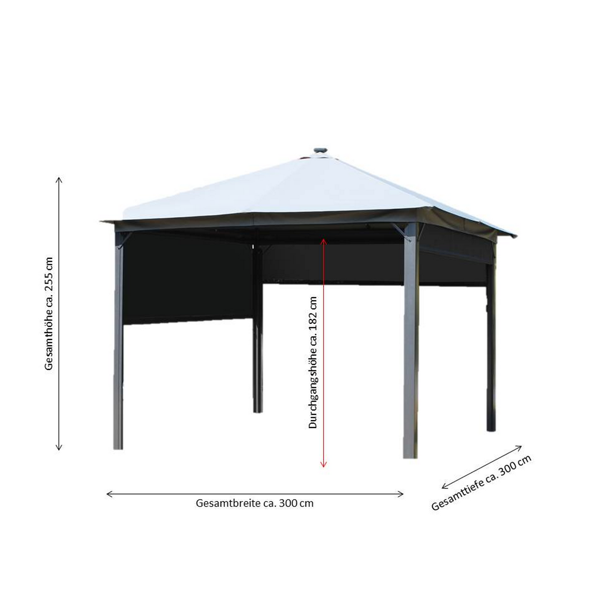 Solarpavillon 'Lina' grau-schwarz 300 x 300 x 255 cm + product picture