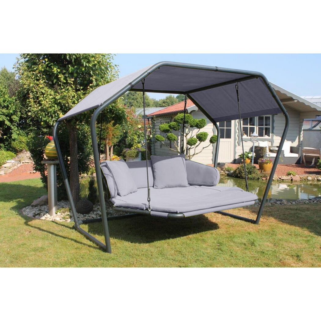 Hollywoodschaukel 'Laureen' 2-Sitzer grau 264 x 195 cm