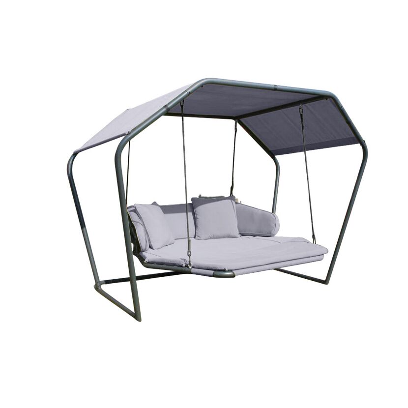 Hollywoodschaukel 'Laureen' 2-Sitzer grau 264 x 195 cm