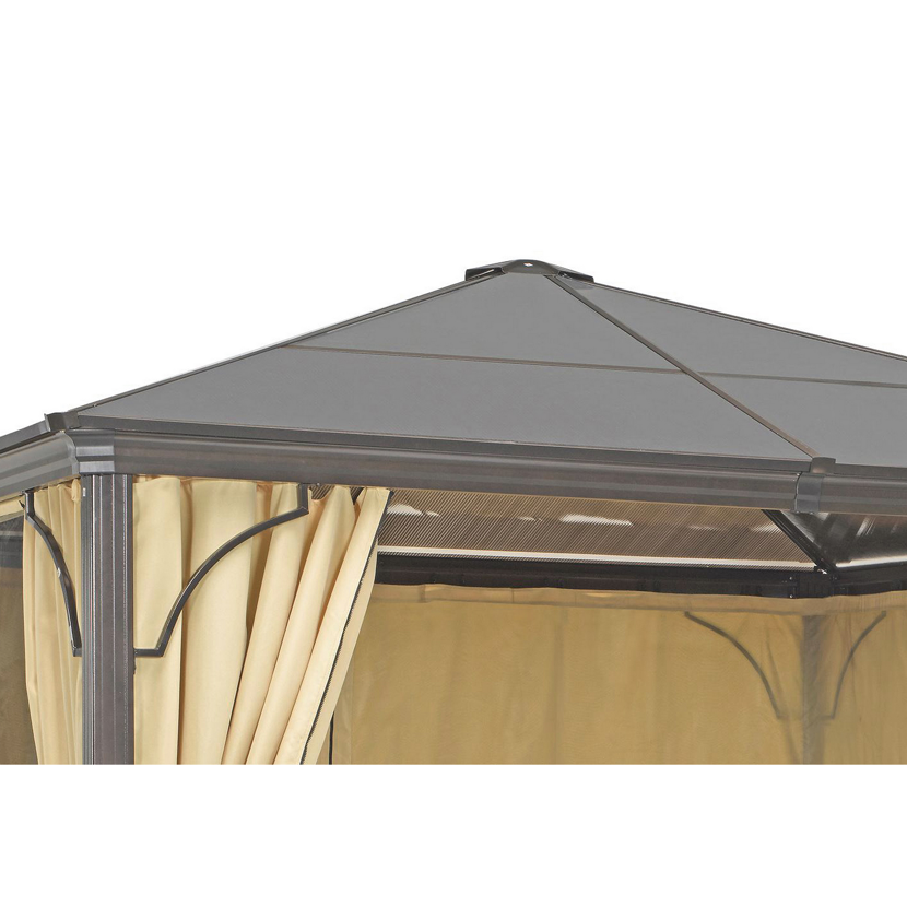 Pavillon Hardtop mit beigem Vorhang