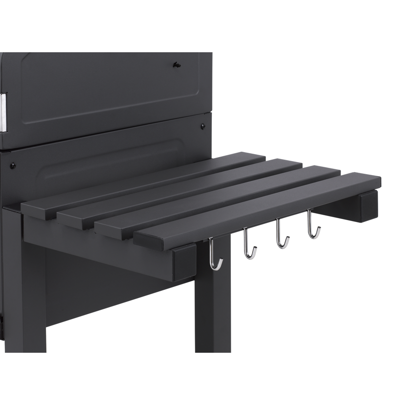 Seitenablage des Toronto XXL Holzkohlegrills mit drei Haken