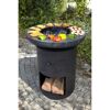 Feuerschale Sioux mit Grillgut und Holz