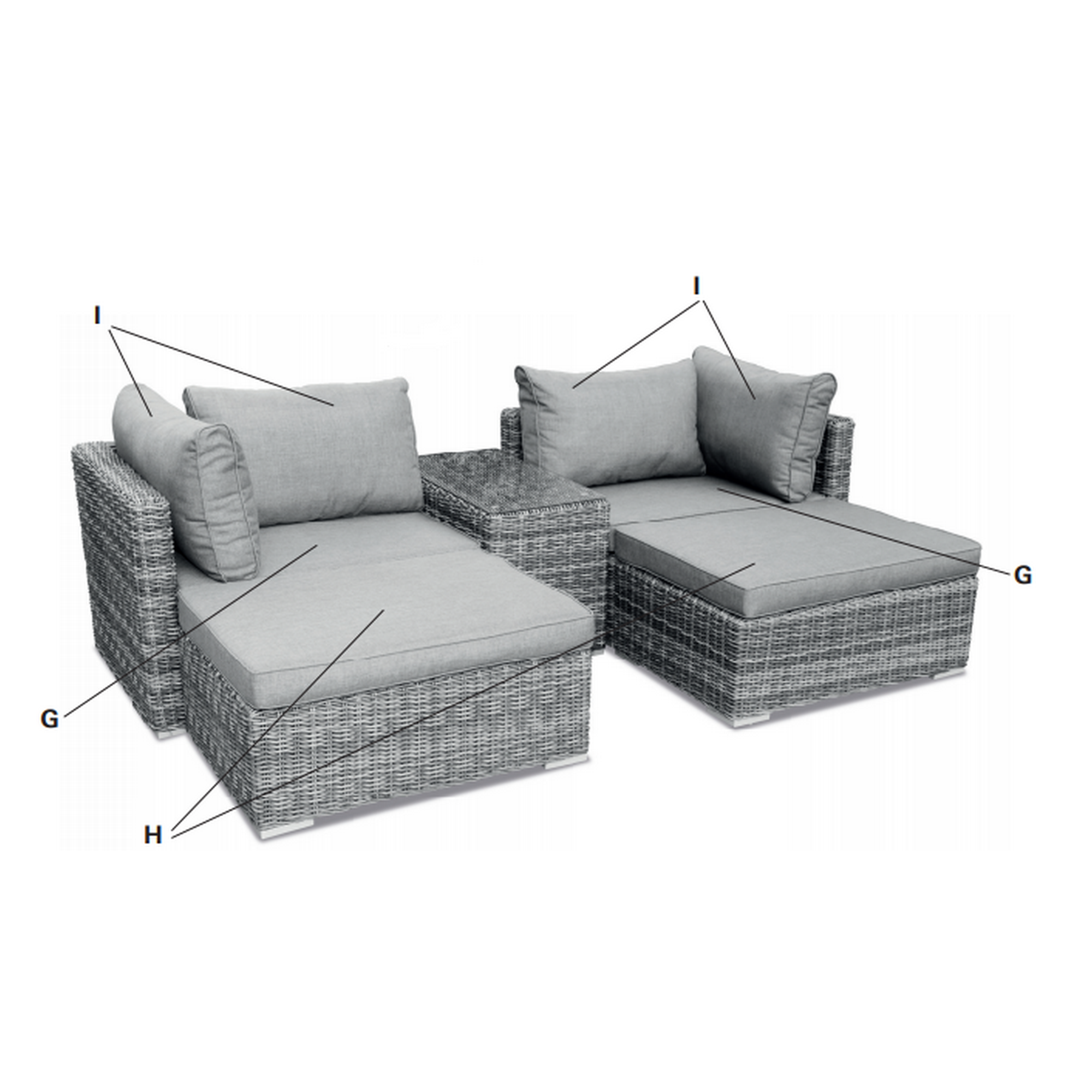 Sessel-Sitzkissen Nr. G für Multifunktionslounge 'Samoa' grau + product picture