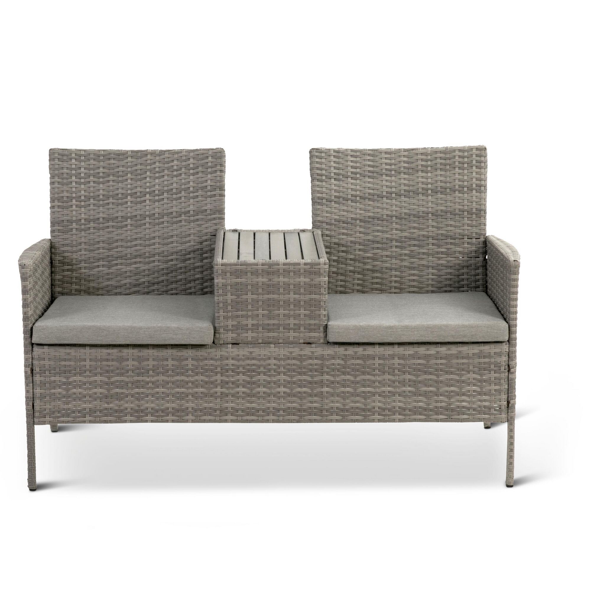 Gartenbank mit Tisch, grau