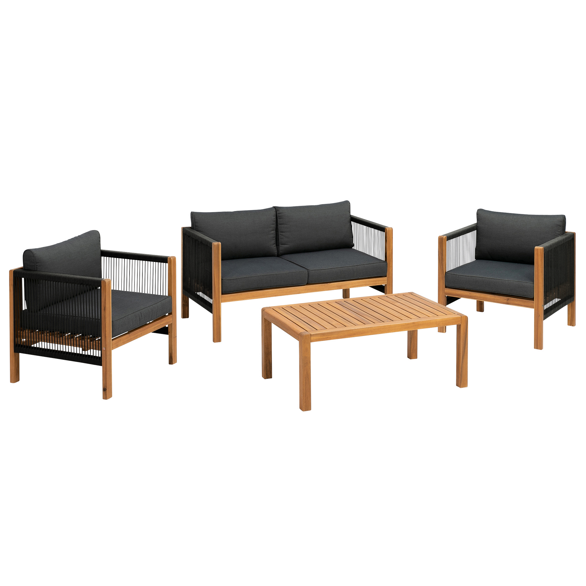 Lounge-Set 'Jette' braun/anthrazit, 4-teilig + product picture