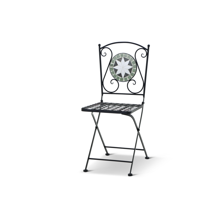 Schwarzer Mosaik-Klappstuhl Flora