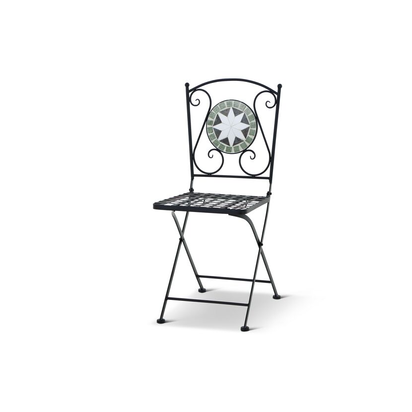 Schwarzer Mosaik-Klappstuhl Flora