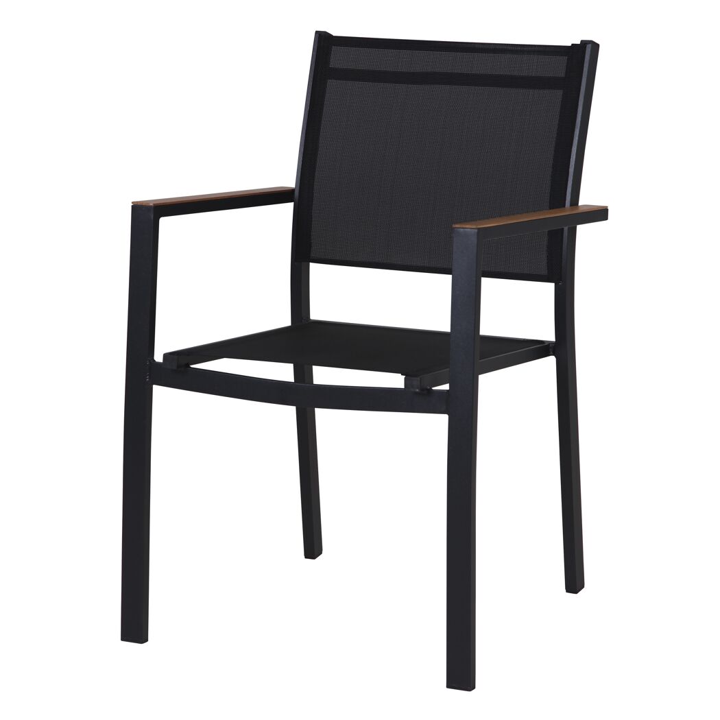 Gartenstuhl 'Lana' stapelbar Aluminium schwarz 56 x 84 x 58 cm