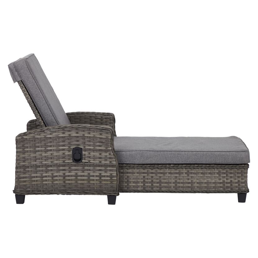 Rattanliege Delia mit grauem Polster