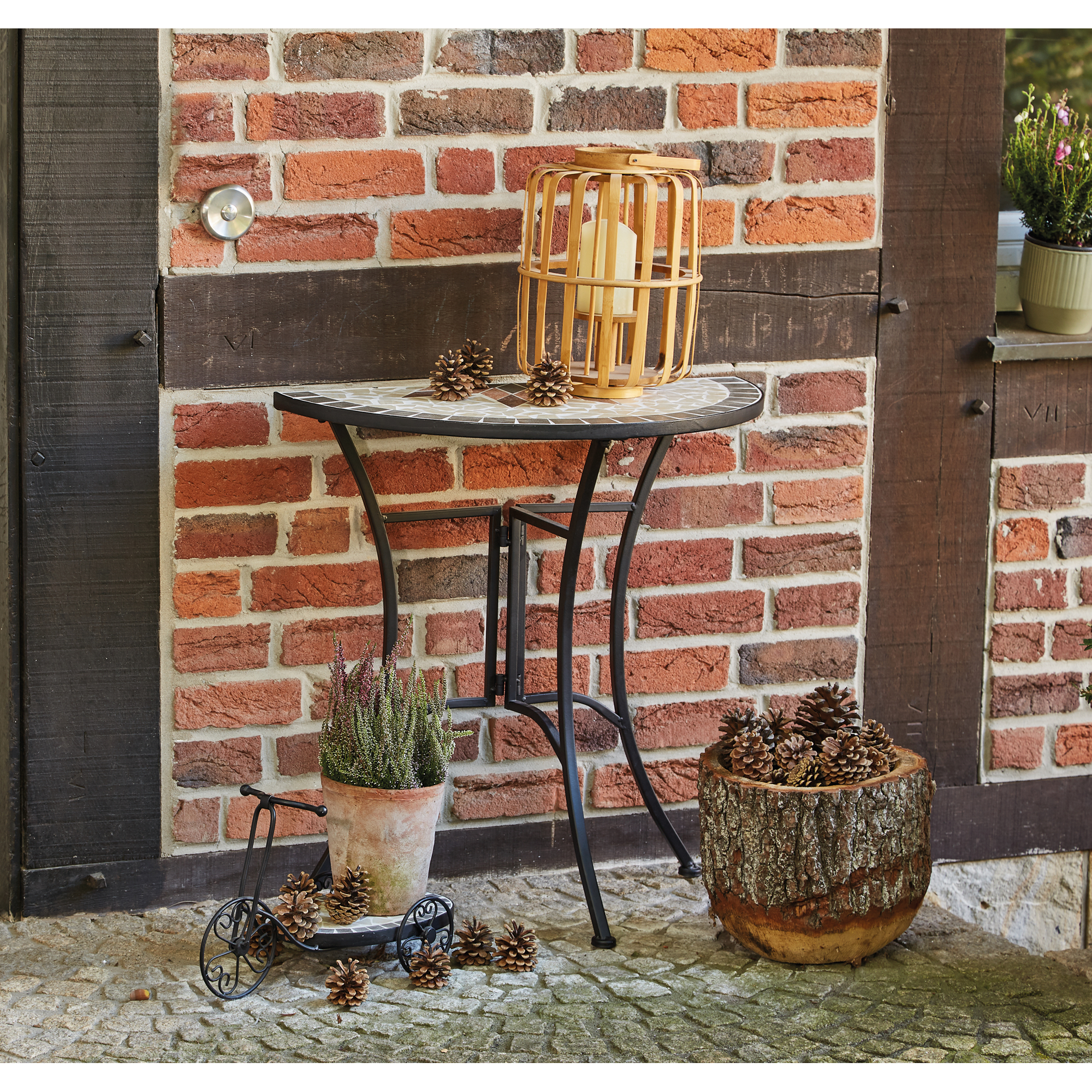 Gartentisch 'Stella' klappbar Stahl/Keramik 70 x 71 x 35,5 cm