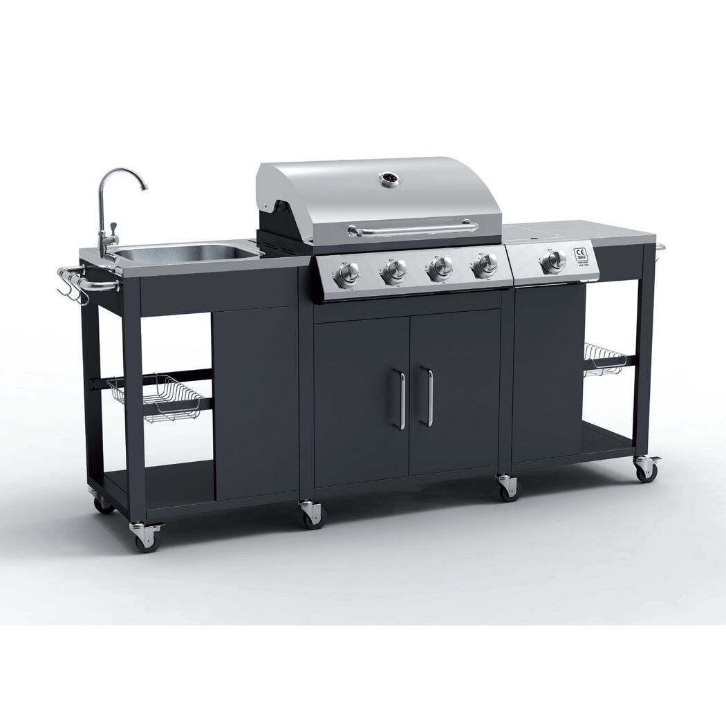 Gasgrill mit Spüle und Unterschrank