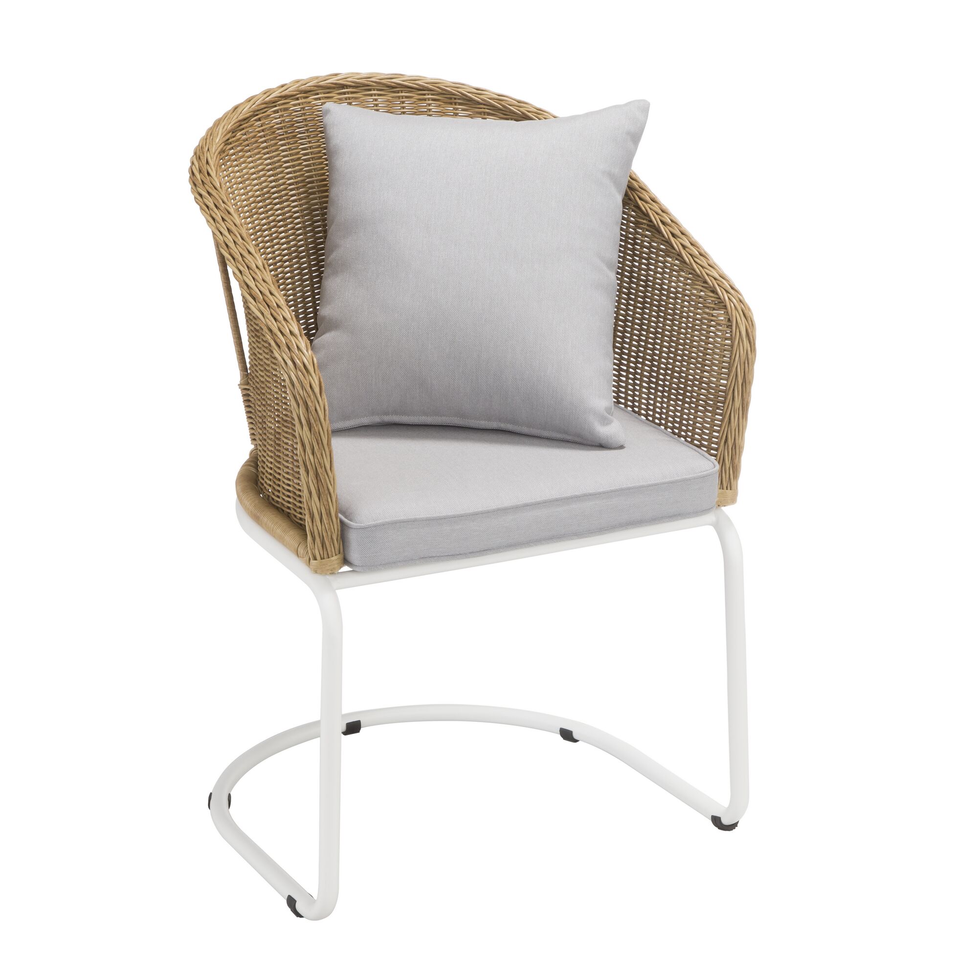 Rattan-Sessel Edda mit grauem Kissen