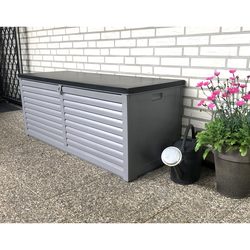Graue Kissenbox Molly mit dunklem Deckel