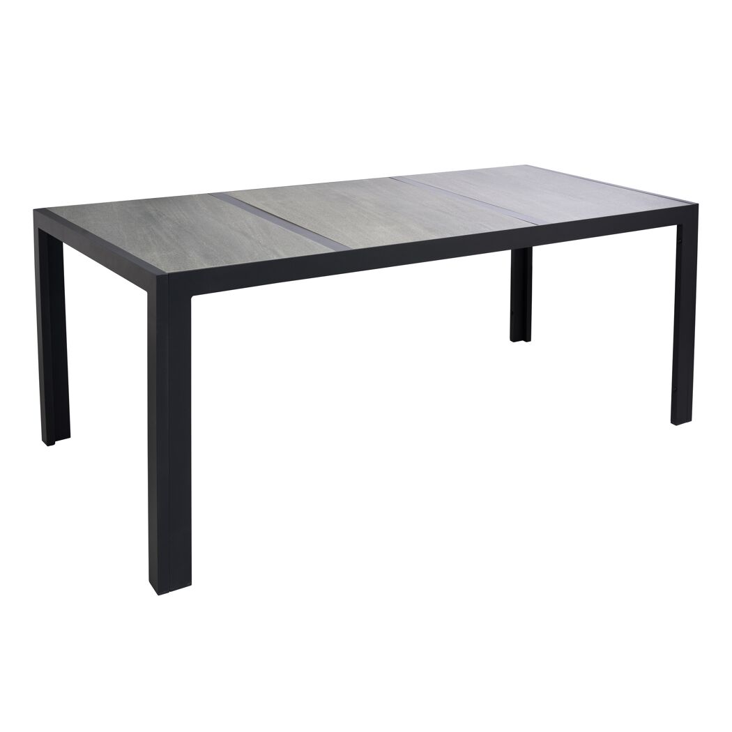 Schwarzer Tisch Chiara aus Aluminium mit grauer Tischplatte