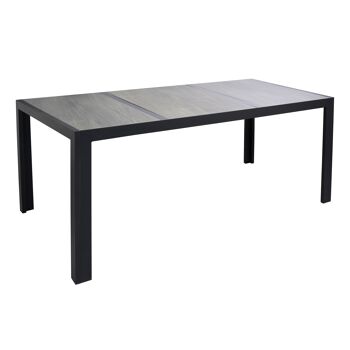 Schwarzer Tisch Chiara aus Aluminium mit grauer Tischplatte