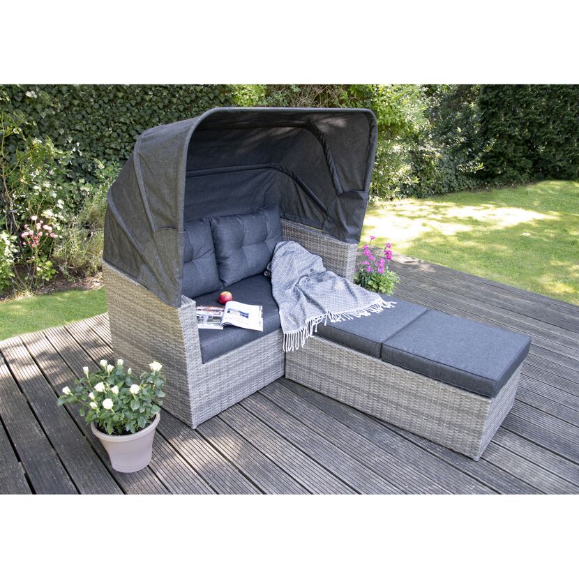 Polyrattan Lounge Long Island mit Dach