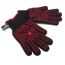 Schwarze Grillhandschuhe mit roten Nähten