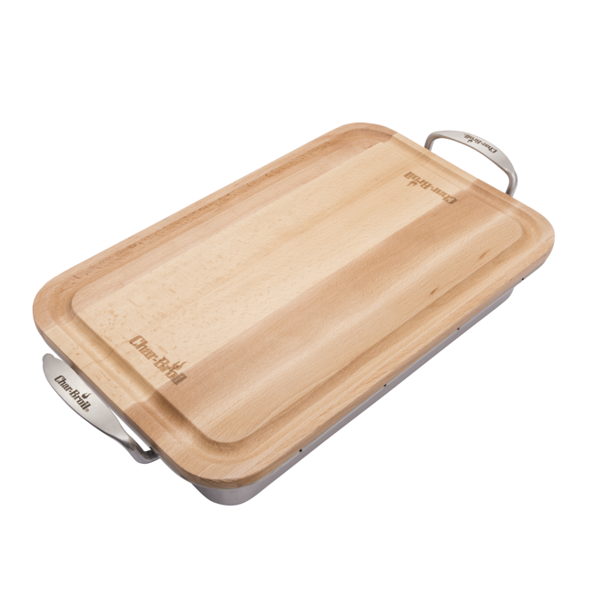 Bild von Grillschale mit Schneidebrett 'GRILL+®' Edelstahl/Holz, 43 x 23,5 x 9 cm