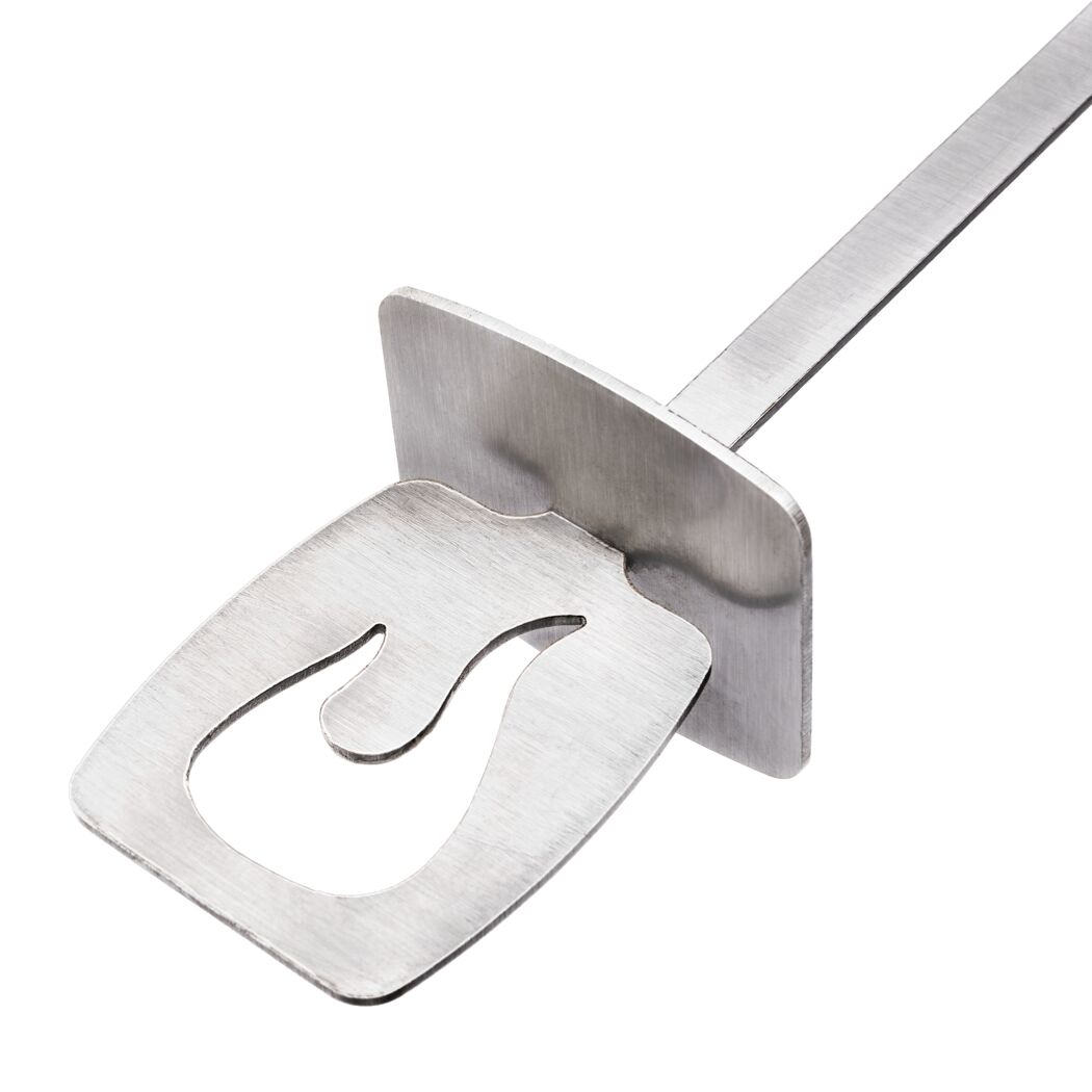Metall Grillspiess mit Flammen-Ausschnitt