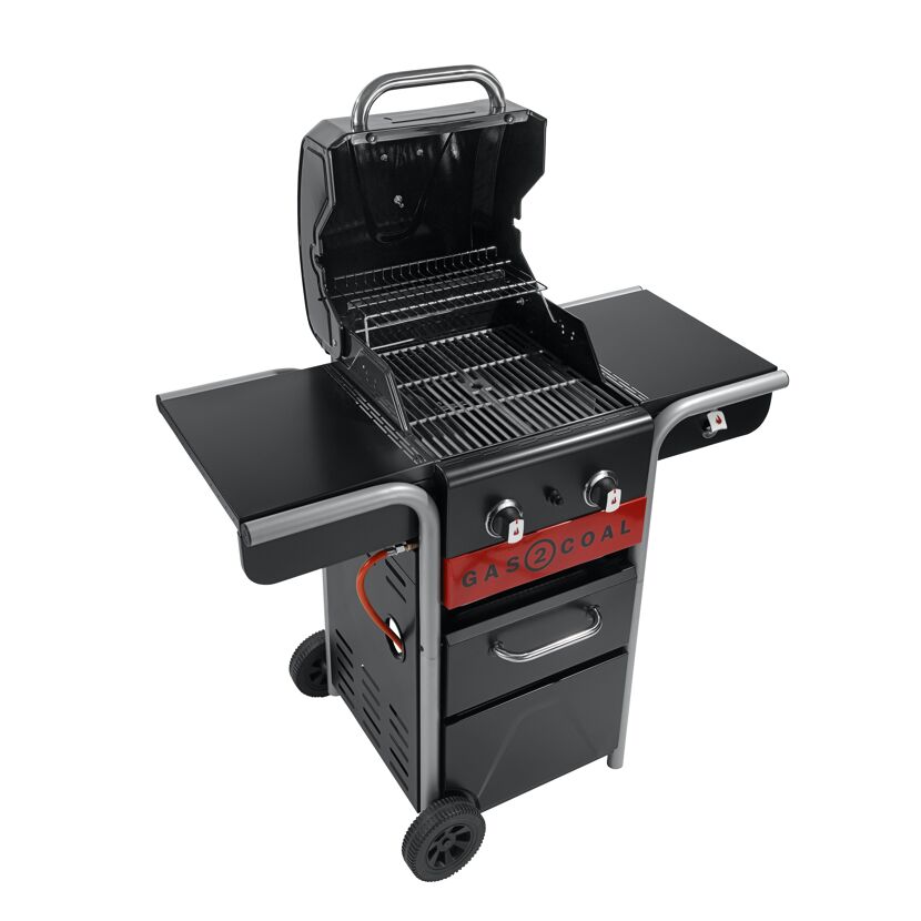 Gas2Coal Hybridgrill mit geöffnetem Deckel