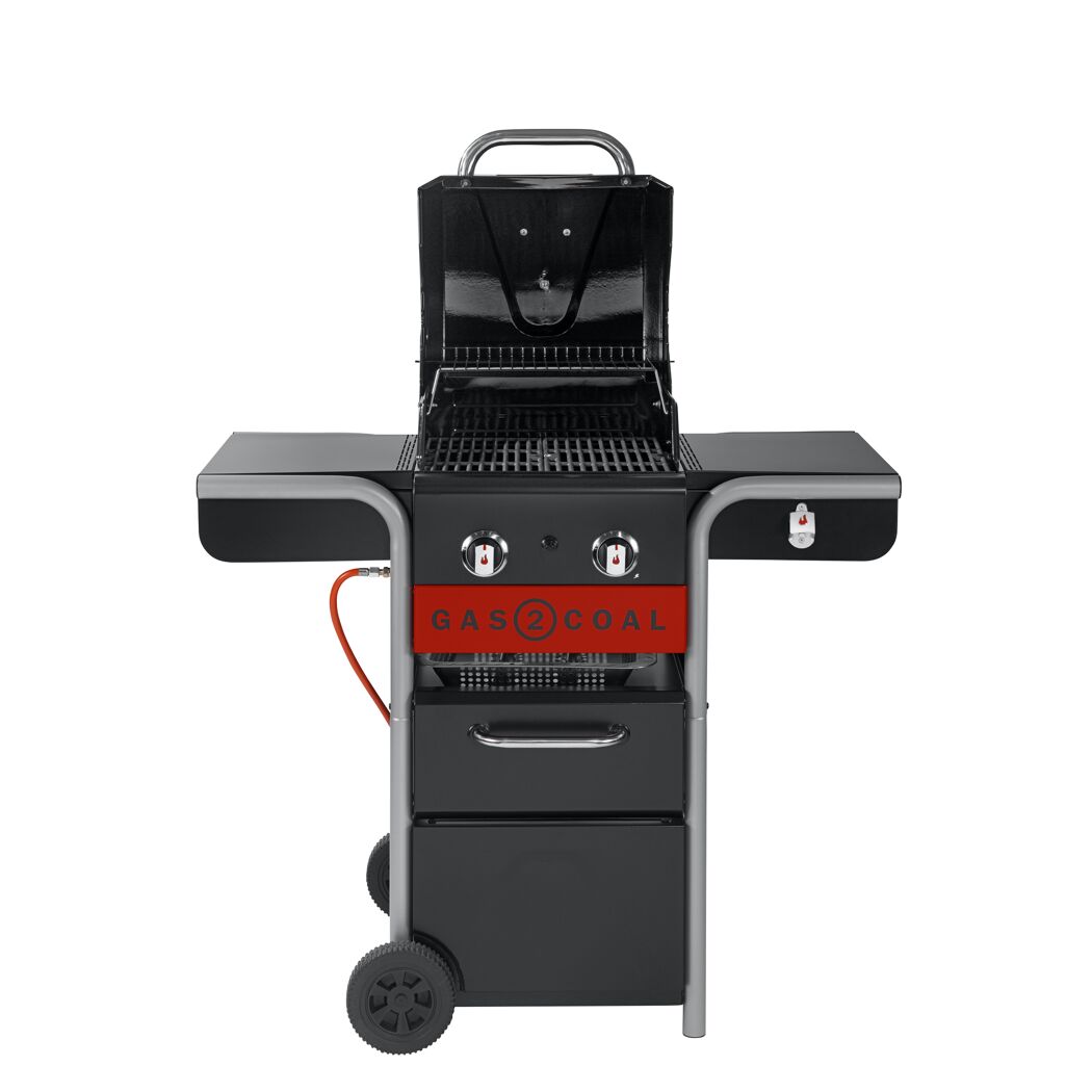 Gas2Coal Hybridgrill mit geöffnetem Deckel