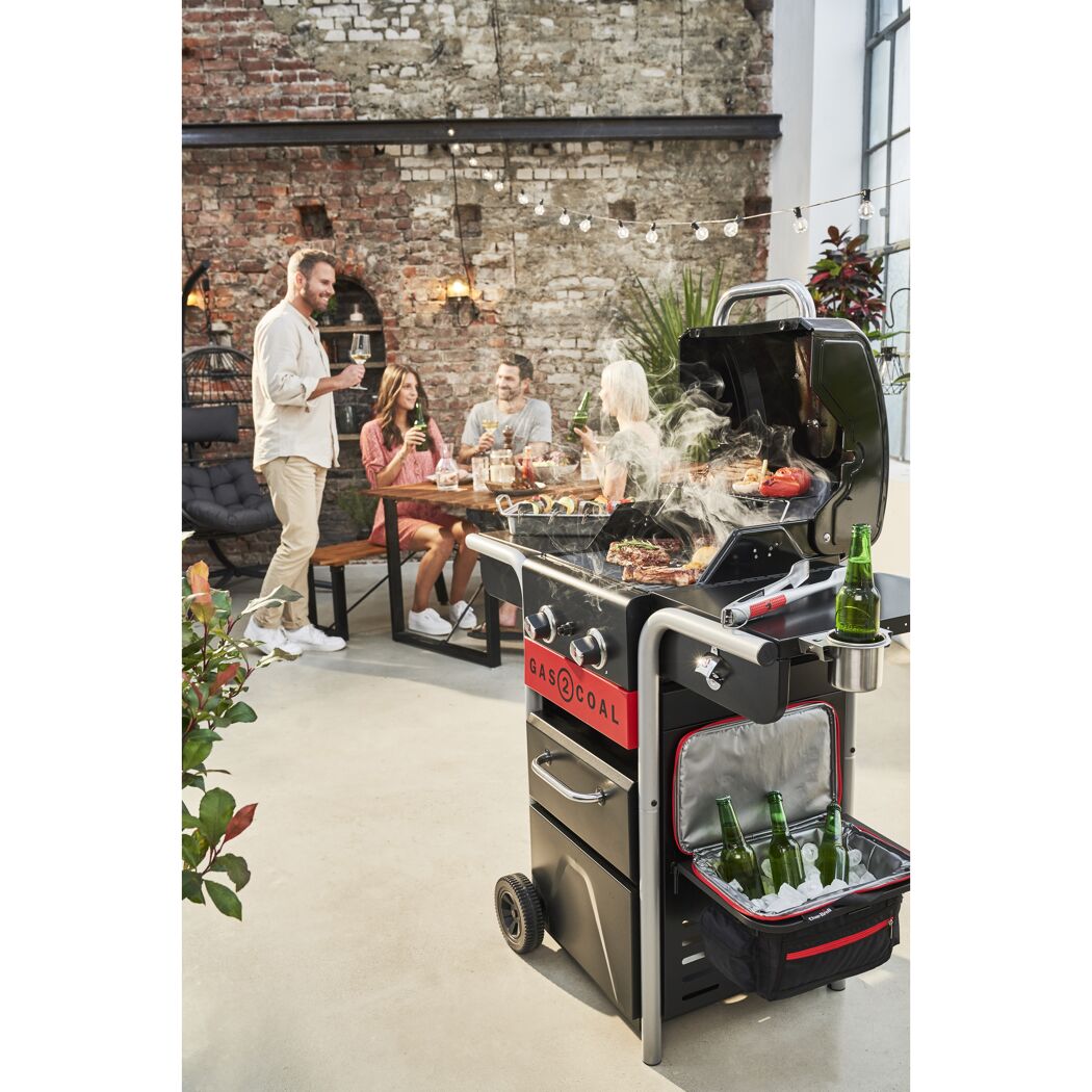 Gas2Coal 2.0 2B Hybrid Gas/Kohle Grill im Betrieb