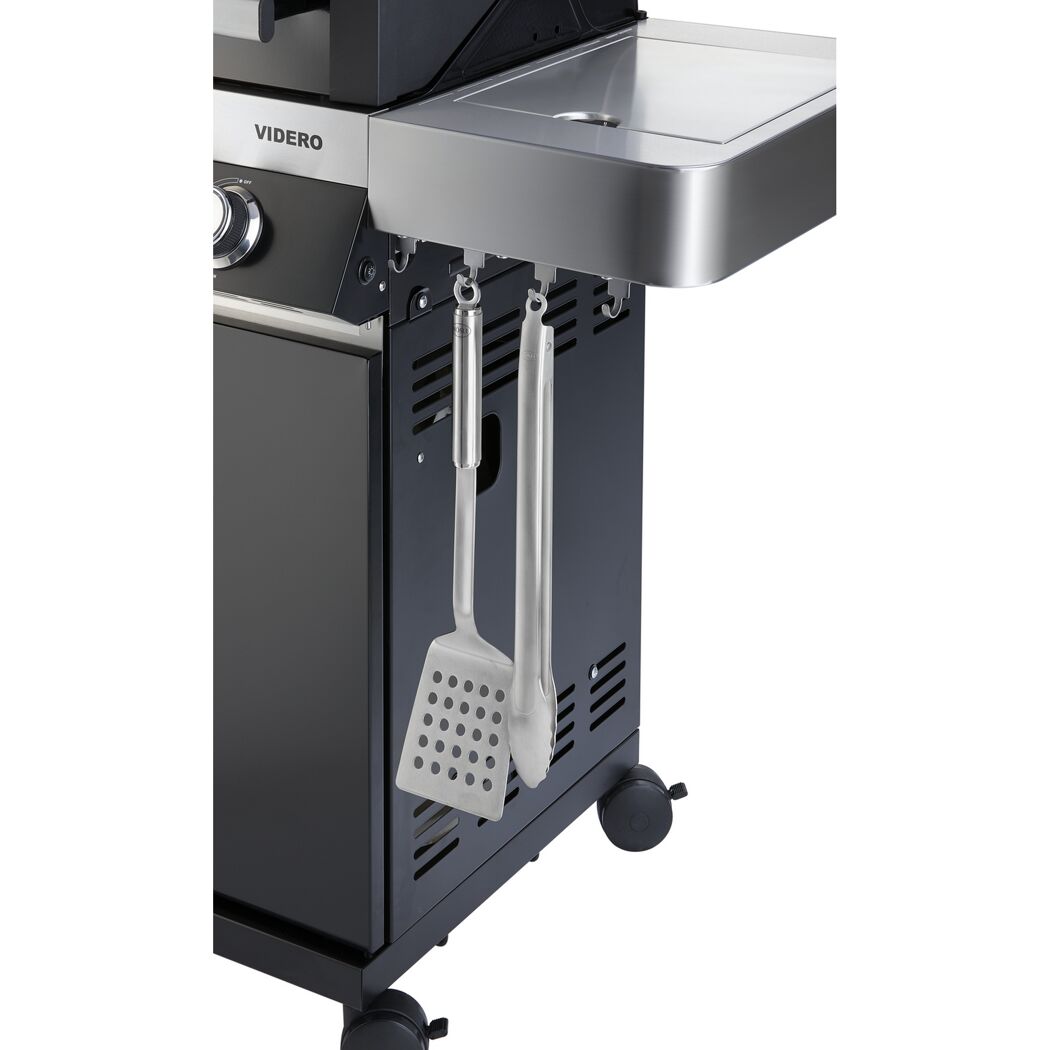 Gasgrill Videro G3 mit Grillzange und Pfannenwender