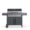 Schwarzer Gasgrill mit sechs Brennern.