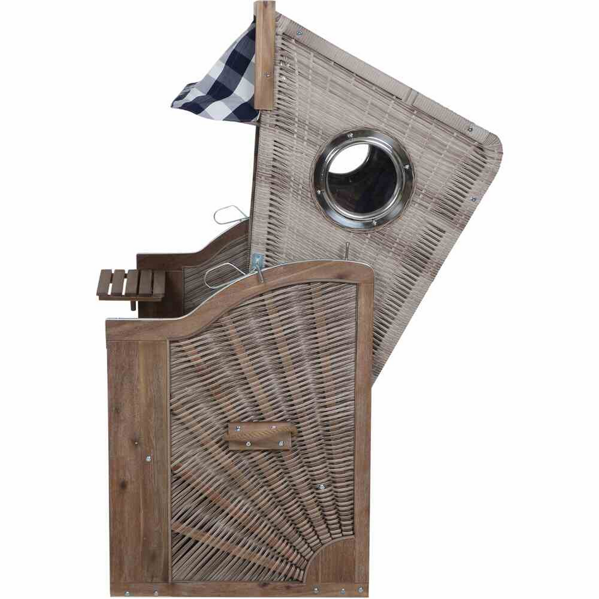 Strandkorb 'Greenline' 2-Sitzer Akazienholz blau/weiß 101 x 165 x 130 cm