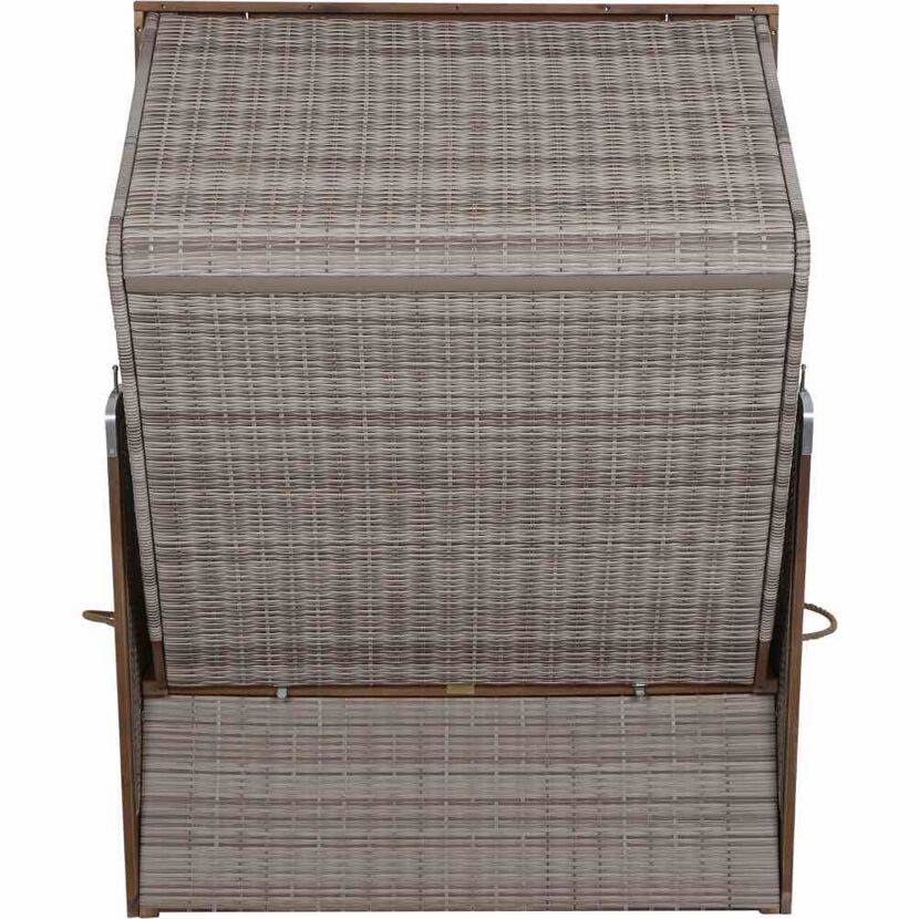 Strandkorb 'Greenline' 2-Sitzer Akazienholz blau/weiß 101 x 165 x 130 cm