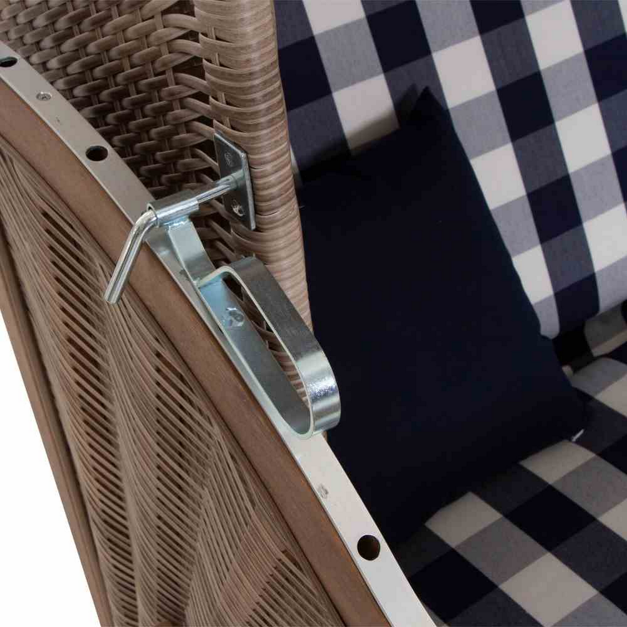 Strandkorb 'Greenline' 2-Sitzer Akazienholz blau/weiß 101 x 165 x 130 cm