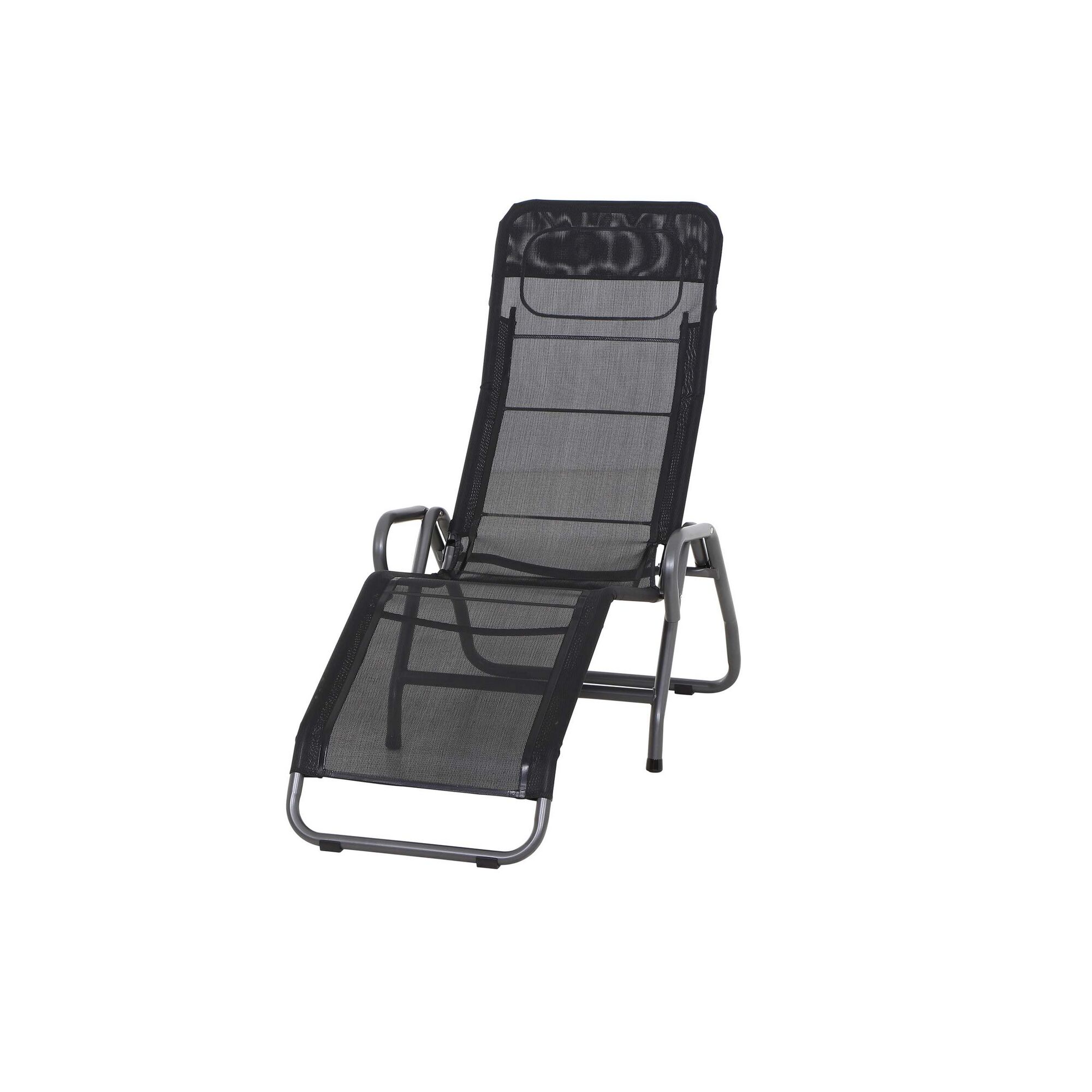 Schwarze Kippliege aus Stahl und Textil