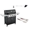 Gasgrill mit Drehspieß und Grillbesteck