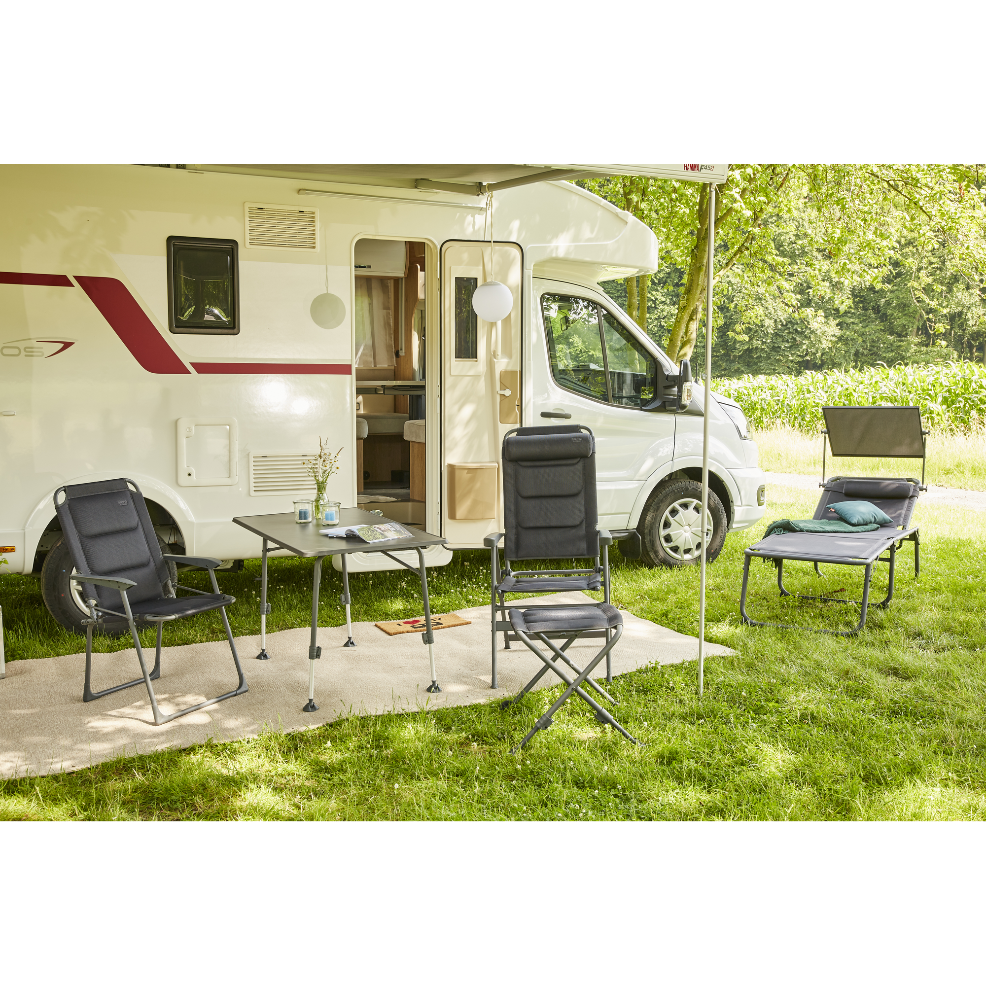 Campingstuhl 'Premium' anthrazit 59 x 118 x 70,5 cm, verstellbare Rückenlehne